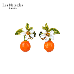 lesnereides普罗旺斯花园系列橘子，橙花耳钉甜橙子耳环优雅气质
