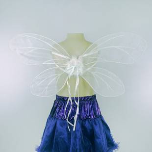 白色儿童蝴蝶翅膀，天使羽毛翅膀奇妙仙子，魔法透明翅膀道具
