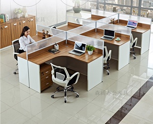 长春职员办公桌员工位办工作，简约现代四人卡座家具开放式办公桌椅