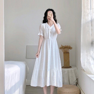 法式复古气质仙女小香风白色，连衣裙2024夏季韩版流行裙子桔梗
