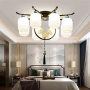 新中式吸顶吊灯客厅灯中国风家用铁艺玻璃灯罩杏花装饰餐厅卧室灯