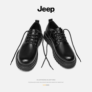 jeep吉普男鞋2024年春季低帮真皮英伦，工装马丁靴大头休闲皮鞋