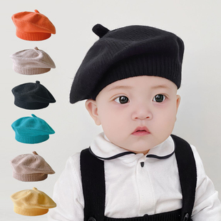 婴儿帽子春秋款贝雷帽小宝宝毛线，帽四季男女，宝新生儿针织帽小月龄