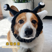宠物可爱泰迪头饰帽子，柯基圣诞小鹿帽，小狗拉布拉多犬蜗牛耳朵头套
