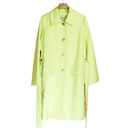 卡利亚某里品牌撤柜折扣高端时尚气质百搭果绿色风衣A34-H0168