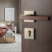 新中式房门锁分体卧室门锁室内磁吸木门锁静音，房间青古铜家用锁具