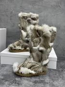 雪地靴女2023冬季狐狸毛毛靴子，厚底增高羊皮毛，保暖长筒女靴子