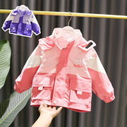 1-6岁女宝宝三合一可拆卸冲锋衣，女童秋冬装3女婴，儿童加厚加绒外套