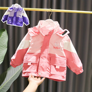 1-6岁女宝宝三合一可拆卸冲锋衣女童秋冬装3女婴儿童加厚加绒外套
