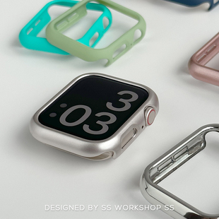 卡素iwatch保护壳8半包7适用苹果applewatch表壳PC防摔硬壳潮