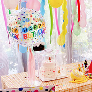 ins韩国网(韩国网)红波波球，生日快乐印花纸屑，彩虹彩色4d气球派对布置装饰