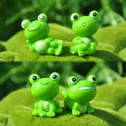 仿真绿色青蛙树脂公仔玩偶盲盒创意微景观造景车载装饰小摆件