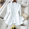 白色通勤ol西装外套，舒适薄款西装中长款一粒扣气质小西服女装