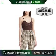 bcbgmaxazria女式吊带背心无袖短款上衣 咖啡豆色 美国奥莱直