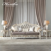 赫莎宫廷法式沙发组合榉木雕花超纤皮沙发欧式别墅高端定制家具ES