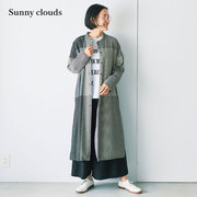 桑妮库拉/Sunny clouds 女式纯棉大格子高开衩长款衬衫