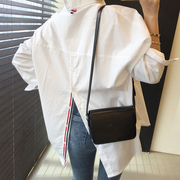 韩国chic秋季小众基础款翻领后背单排扣设计宽松纯色百搭纯色衬衫