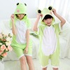 青蛙卡通动物连体睡衣夏季纯棉，短袖男女儿童演出服亲子学生情侣装