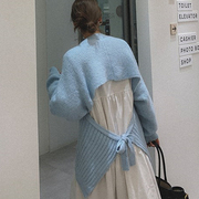 直邮韩国东大门2024春装女装后背系带镂空毛衣针织衫
