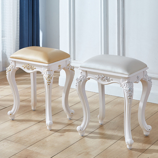 欧式美式梳妆台凳子化妆凳软包小方凳家用椅美甲凳45厘米，高餐桌(高餐桌)凳