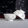 正宗景德镇中式高档骨瓷花卉，单碗花语雪莲，高脚饭碗陶瓷盘碗蝶餐具