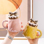 陶瓷马克杯创意情侣高档喝水杯带盖办公室大容量高颜值杯子早餐