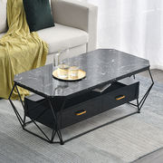 轻奢茶几岩板长方形，小户型客厅家用带抽屉简约现代钢化玻璃桌