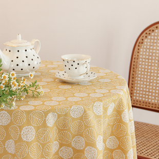 日式苎麻桌布定制刺绣文艺小清新蕾丝花边圆桌茶几台布装饰餐桌垫