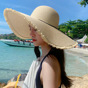 流苏草编帽子，海边沙滩帽