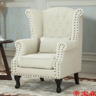 欧式老虎椅单人沙发，布艺皮质老虎凳太师椅，沙发简欧风格参考价