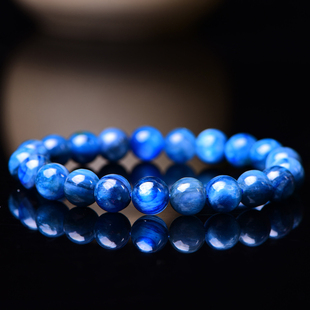 天然水晶饰品蓝绒晶手链手串，男女款蓝晶石饰品，礼物石碑护身符结印