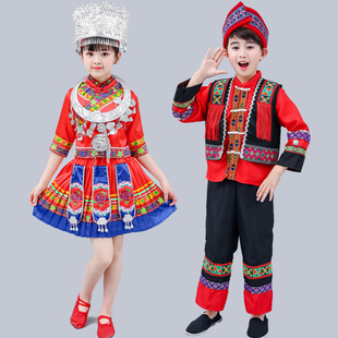 儿童少数民族服装幼儿园民族风，舞蹈服装广西三月三壮族，演出服男童