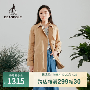 beanpole滨波女士春秋，米色英伦风休闲通勤收腰短款风衣外套