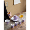 景德镇手绘桃花陶瓷盖碗茶杯茶，喝茶复古套家用客厅功夫茶道礼盒装