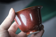 铁锈红主人杯瓷器品茗杯喝茶瓷器手工单个茶碗