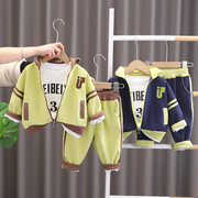 男宝宝春装外套8八7六9十6个月婴儿男孩衣服分体春秋套装儿童开衫