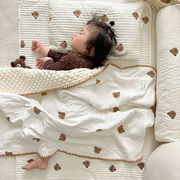 全棉儿童双层纱豆豆毯小清新婴儿，卡通盖毯纯棉，夏凉被薄被子四季毯
