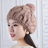 帽子毛线帽针织帽手工编织羊毛加厚保暖护耳帽顶球可爱麻花菠萝帽