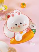中式陶瓷儿童餐具三件套创意卡通，雪糕碗高颜值早餐，碗可爱兔子套