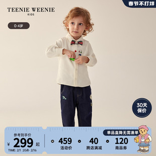 TeenieWeenie Kids小熊童装24春季男宝宝领结衬衫式长袖T恤