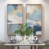 pinhong北欧客厅有框画玄关，过道金属框，油画酒店挂画入户书房抽象