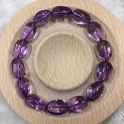 纯天然紫色水晶椭圆随形手链，手串男女士款，紫气东来礼物饰品首饰