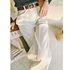 白色西装阔腿裤女春秋，2024小个子窄版直筒裤垂感高级感加长裤