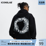 iconslab秋装烟雾圈星连帽卫衣设计感小众宽松情侣连帽衫国潮