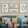 美式油画挂画客厅沙发背景墙装饰画，简美轻奢软装花卉组合欧式壁画
