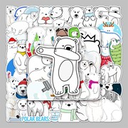 50张北极熊动物卡通行李箱贴纸防水 涂鸦贴纸滑板车电脑平板装饰