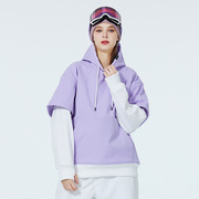 滑雪连帽卫衣男女款单双板滑雪帽衫冬季防风防寒保暖拼色滑雪衣