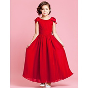 儿童婚纱礼服大童钢琴，演出服装花童公主裙纱裙女童晚礼服红色