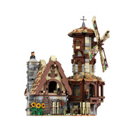 高砖零件中世纪城堡风车磨坊建筑模型MOC-138190拼装积木