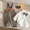 婴幼儿套装2024英伦风生日领结，衬衫裤子两件套男宝宝周岁绅士礼服